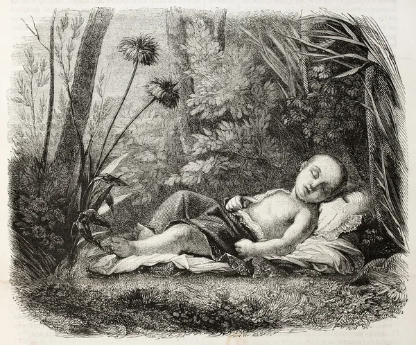 Sovande barn — Stockfoto