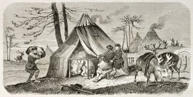 Tungusic encampment clipart