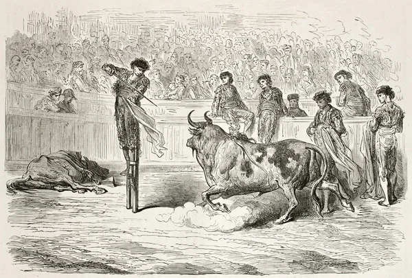 Bullfighter on stilts — Stock Photo, Image