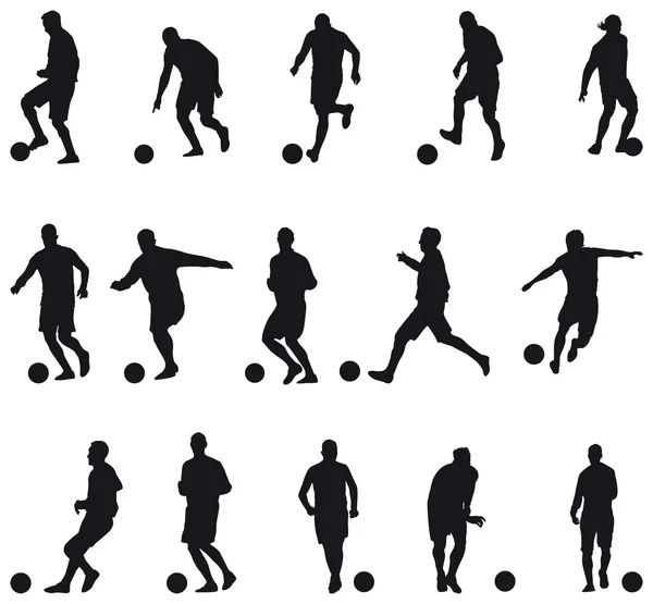 Silhouettes de joueurs de football — Image vectorielle