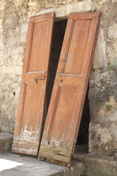 Unhinged double door Stock Image