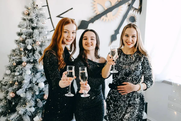 Şerefe, yeni yıl arifesi, Noel kutlaması. Üç parti kızı kadehleri şampanyayla tokuşturuyor. Gece elbisesi içinde genç güzel kadınlar kutlama yapıyor, şarap içiyor ve dans ediyor.