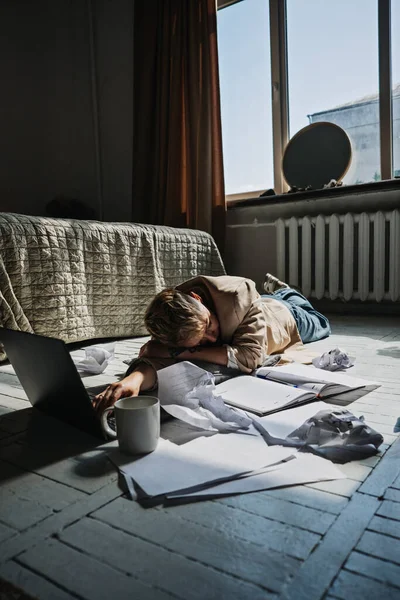 Uitputting Uitstel Emotionele Problemen Depressie Concept Droevige Vermoeide Depressieve Ongelukkige — Stockfoto