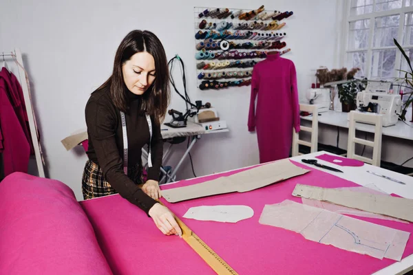 Small Business Loans Financing Female Fashion Designer Tailor Sewing Studio — 스톡 사진