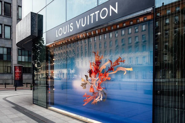 Louis Vuitton Loja Boutique Sinalização Logotipo Brend Sinal Vitrine Loja — Fotografia de Stock