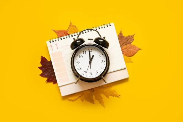 Autunno Novembre Venerdì Nero Vendita Banner Con Calendario Sveglia Nera — Foto Stock