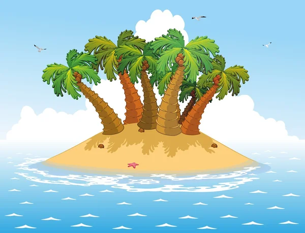 Palmeras en la isla — Stockvector