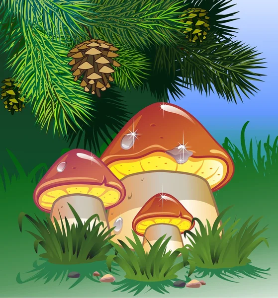 Funghi nel bosco — Vettoriale Stock