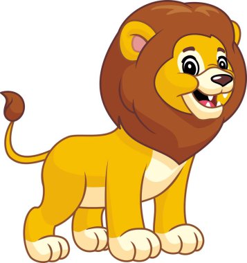 sevimli aslan beyaz zemin üzerinde izole karikatür.