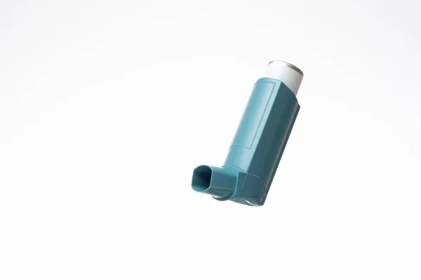 Asthma Inhaler Generic Non Branded Close Studio Shot Isolated White — Stock Photo, Image