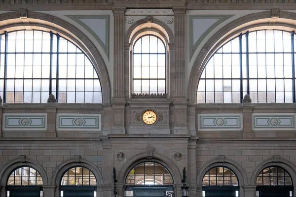 View Zurich Main Train Station Hauptbahnhoff Hall Renovation Large Arches — Stock Photo, Image