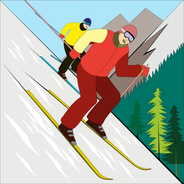 Dağ kayakçı — Stok Vektör