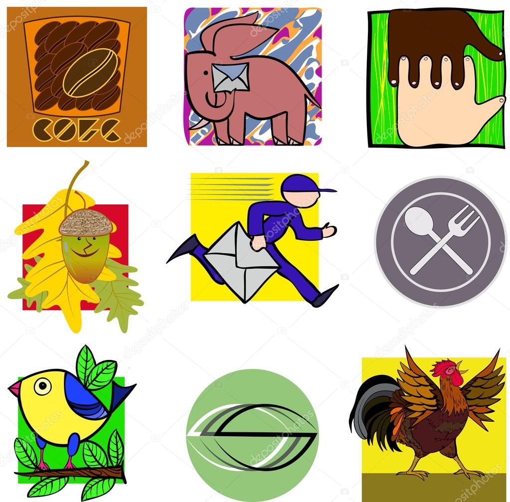 Selection of different illustrations,no layer,eps 10