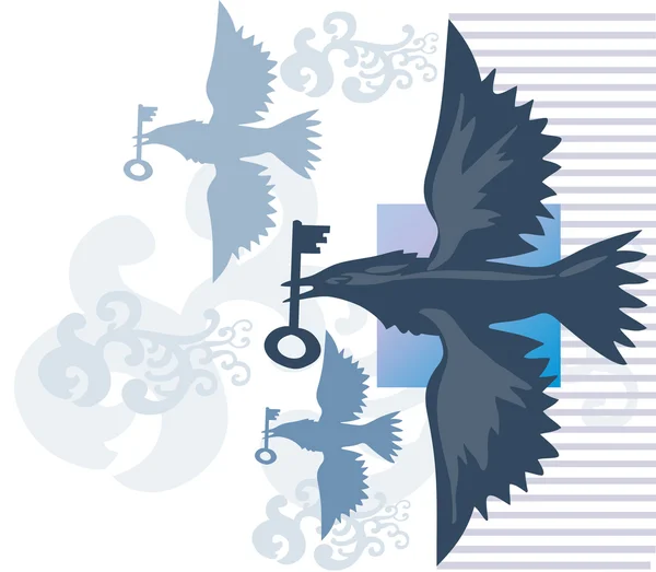 Oiseau avec une clé — Image vectorielle