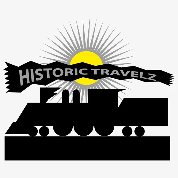 Σύμβολο του σιδηροδρόμου, ιστορικό ταξιδεύει — Διανυσματικό Αρχείο
