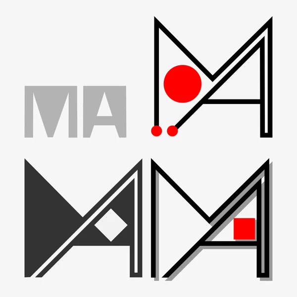 Escribiendo M y A, MA Letras Emblema Ilustración — Vector de stock