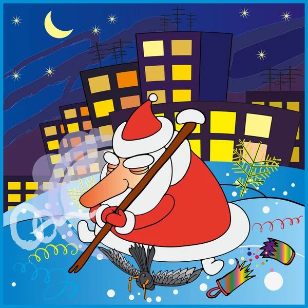 Cansado Santa Claus — Vector de stock