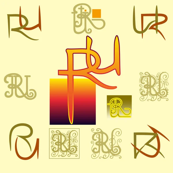 Монограмма RU — стоковый вектор
