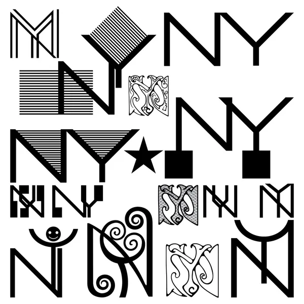 Monograma, N, Y . — Archivo Imágenes Vectoriales
