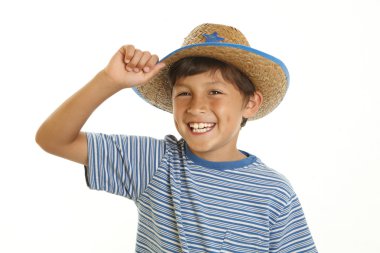 kovboy şapkalı genç çocuk