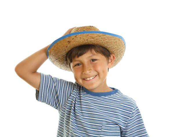Mladík v kovbojském klobouku — Stock fotografie