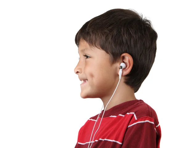 Perfil de niño feliz con auriculares —  Fotos de Stock