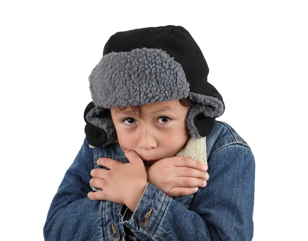 Zamrożenie zimny młody chłopak — Zdjęcie stockowe