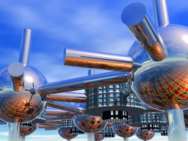 3D fütüristik modüler şehir — Stok fotoğraf