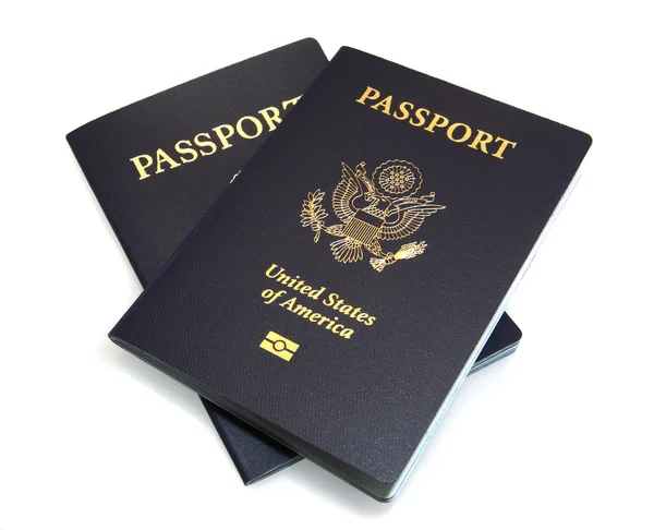 Dos pasaportes de Estados Unidos aislados en blanco — Foto de Stock