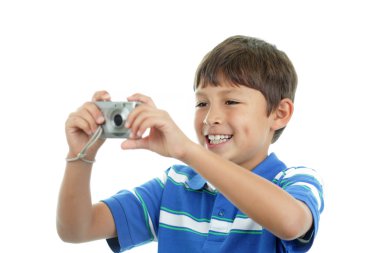 Young boy with camera clipart