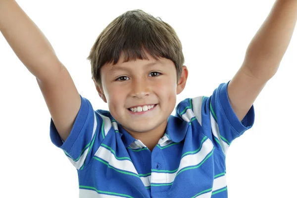 Mladý chlapec s rukama nahoru — Stock fotografie