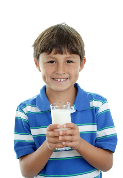 Boy with glass of milk — Stock Photo, Image