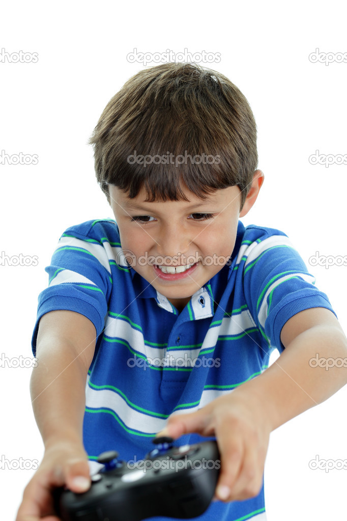 Boy playing video game