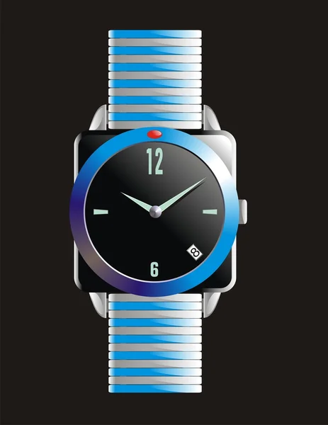 Bleu et noir cher designer Montre - Illustration 3D — Image vectorielle