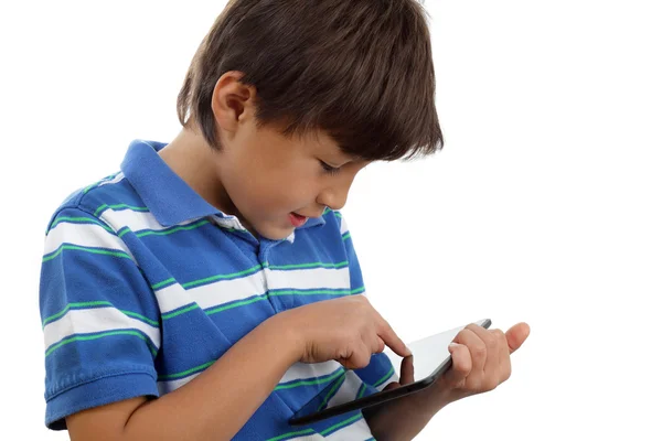 Ragazzo utilizzando tablet touch screen — Foto Stock