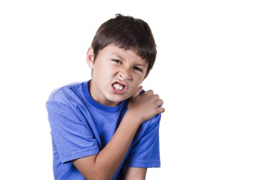 acı burkulan omuz erkek - beyaz arka plan üzerinde