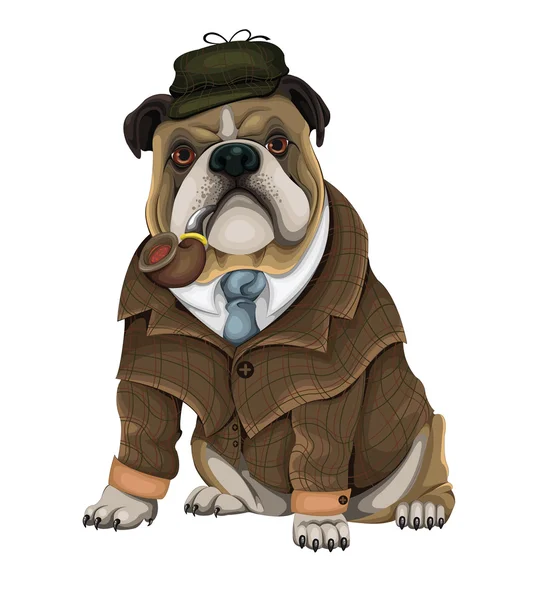 Bulldog Sherlock — Stockvector