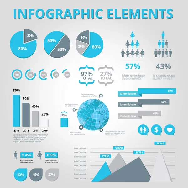 Definir elementos de infográficos — Vetor de Stock