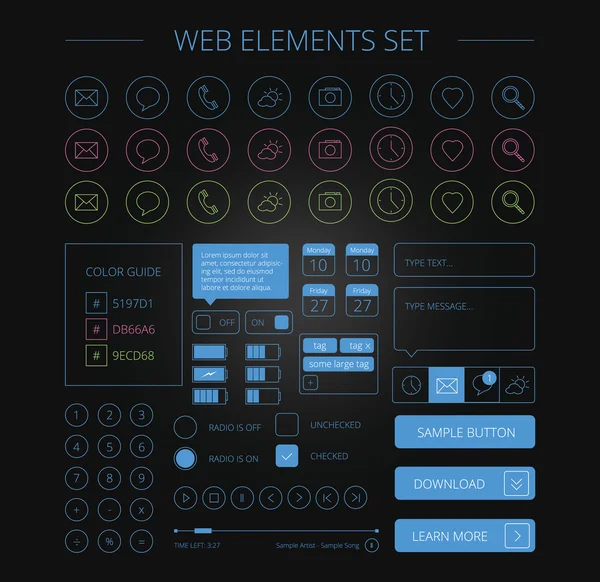 Clean web elements set black — Stock Vector