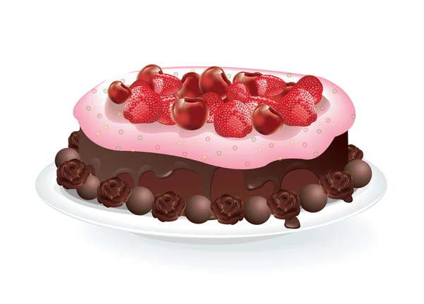 Gâteau au chocolat aux fruits — Image vectorielle