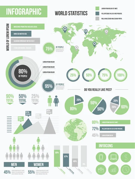 Elementos infográficos modernos conjunto verde — Vetor de Stock