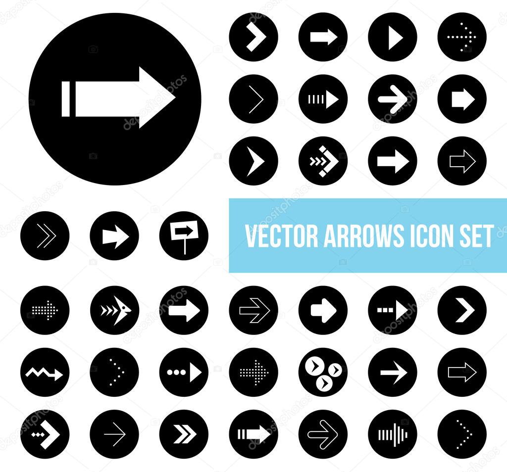 Black white vector arrow icons set