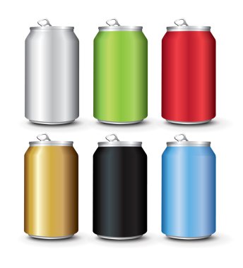 Set Color Aluminum Cans Template clipart