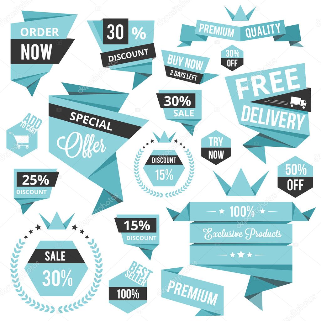 Stylish discount sale concept labels and stickers