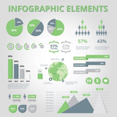 öğeleri infographics yeşil ayarla