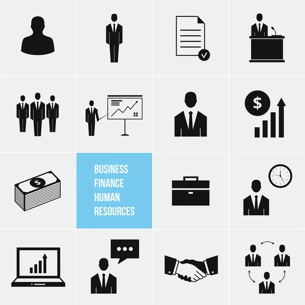 Ensemble d'icônes vectorielles pour la gestion des affaires et les ressources humaines — Image vectorielle