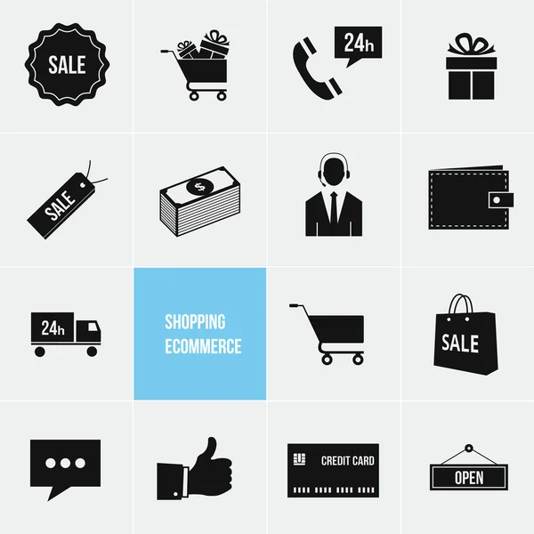Conjunto de ícones vetoriais de compras e comércio eletrônico — Vetor de Stock