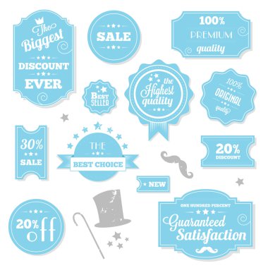retro vintage Sticker etiket ve şeritler mavi