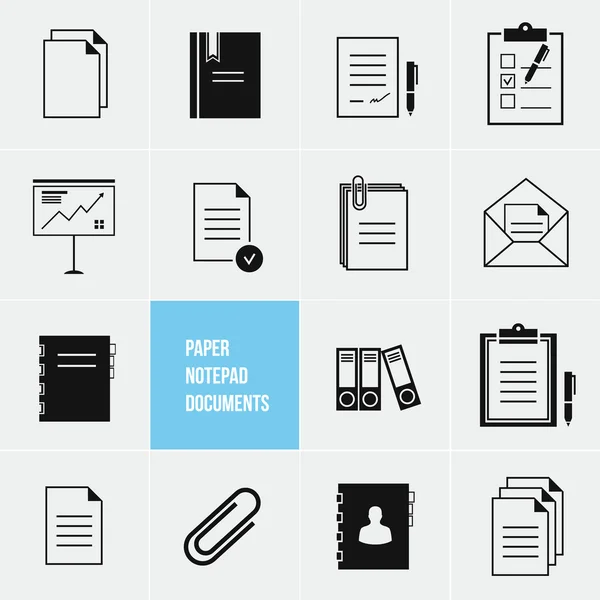 Vector Kladblok papieren documenten icons set — Stockvector