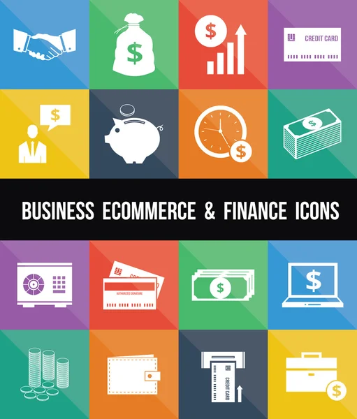 Élégant Business Ecommerce Banque et Finance Icônes d'argent Set — Image vectorielle